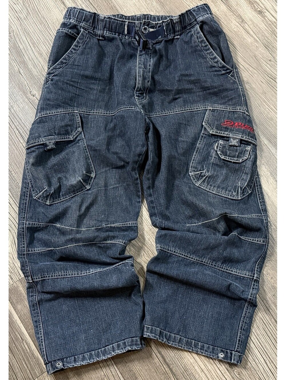 Vtg PIKO Hawaiian Longboard Baggy Cargo Jeans Denim Pants Blue Medium